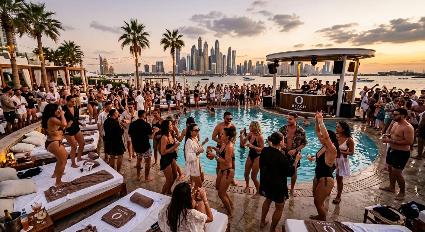 O Beach Dubai: Sunset-to-Dance Flow
